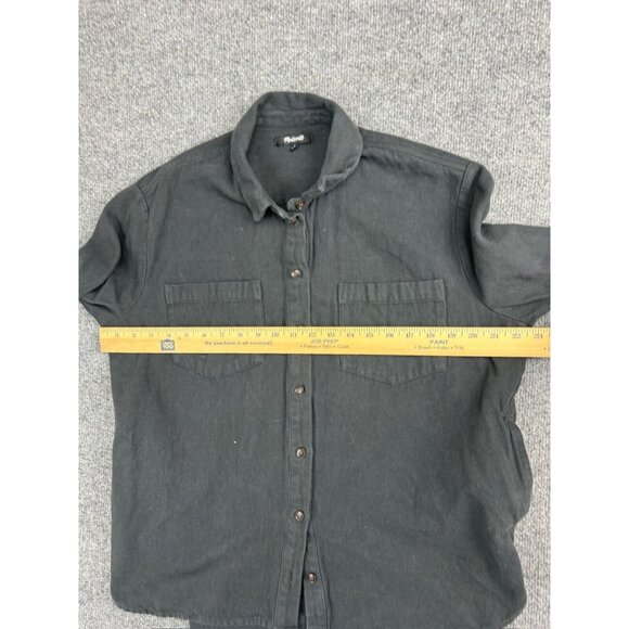 Madewell Shacket Women's Large Black Button Up Shirt Pockets Collared - Picture 3 of 7